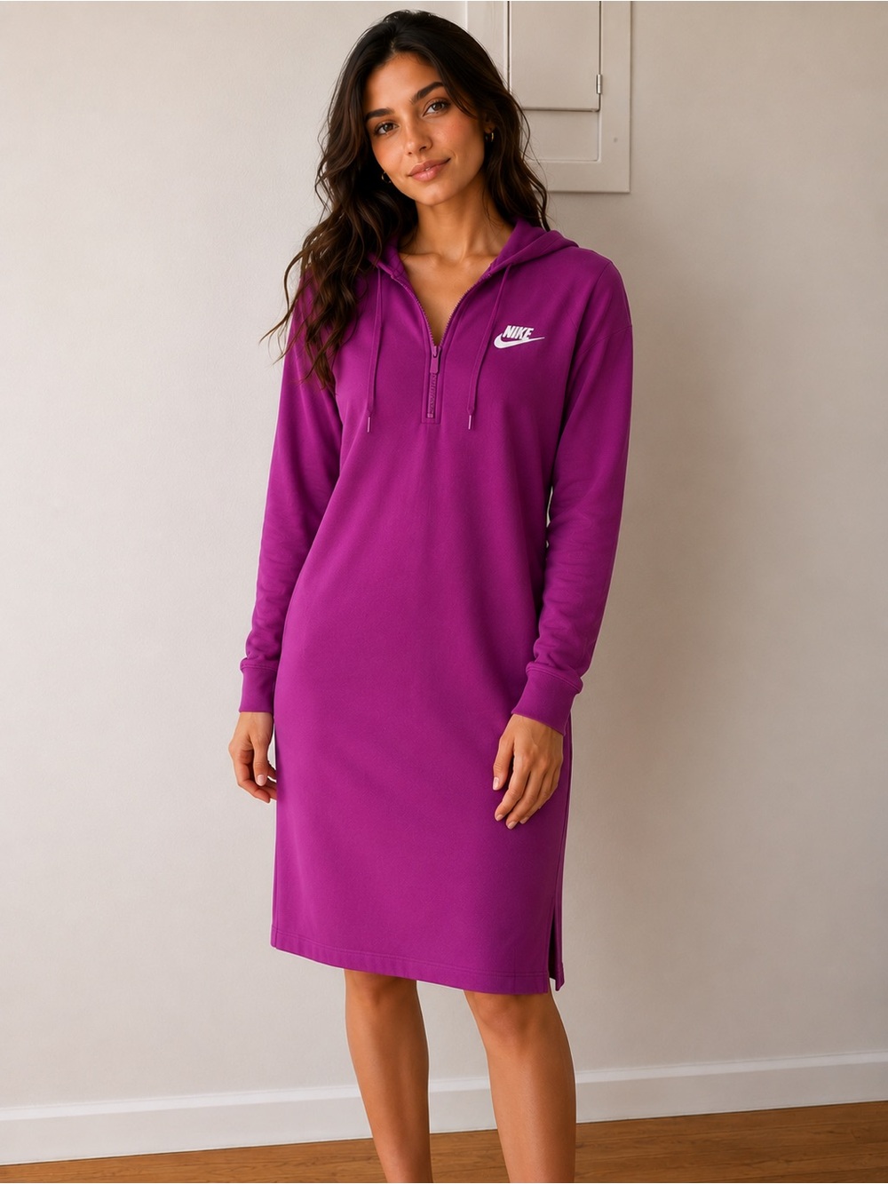 Nike Purple Hooded Midi Sweatshirt Dress – Size Large 💜